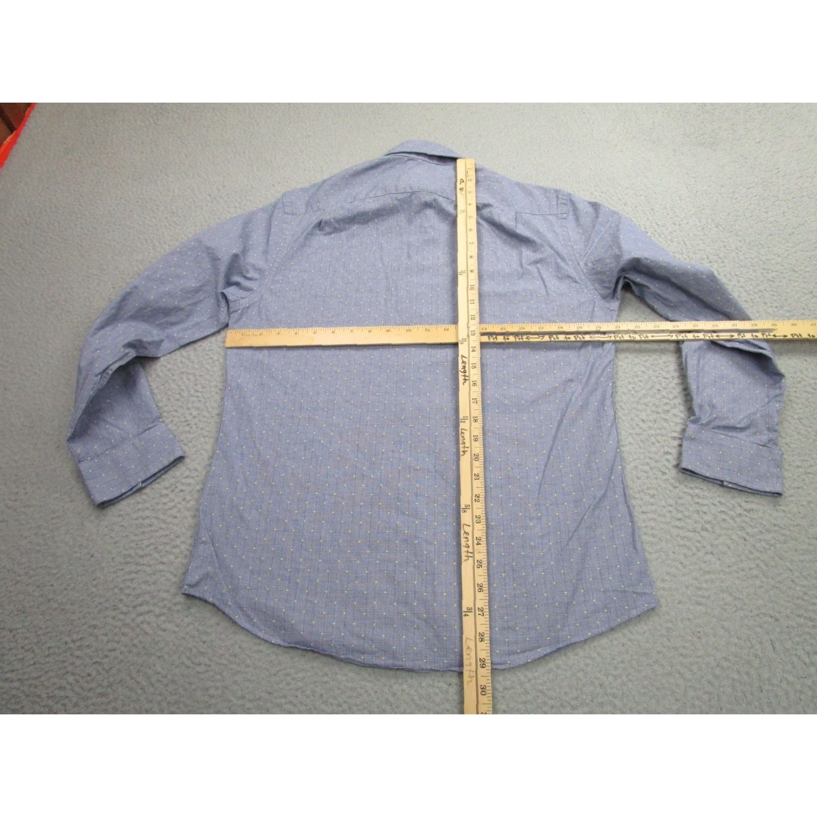 Ben Sherman BEN SHERMAN Dress Shirt Mens 15.5 Blue Check Tailored Slim Fit Stretch Long Sleeve Size US M / EU 48-50 / 2 - 6 Thumbnail
