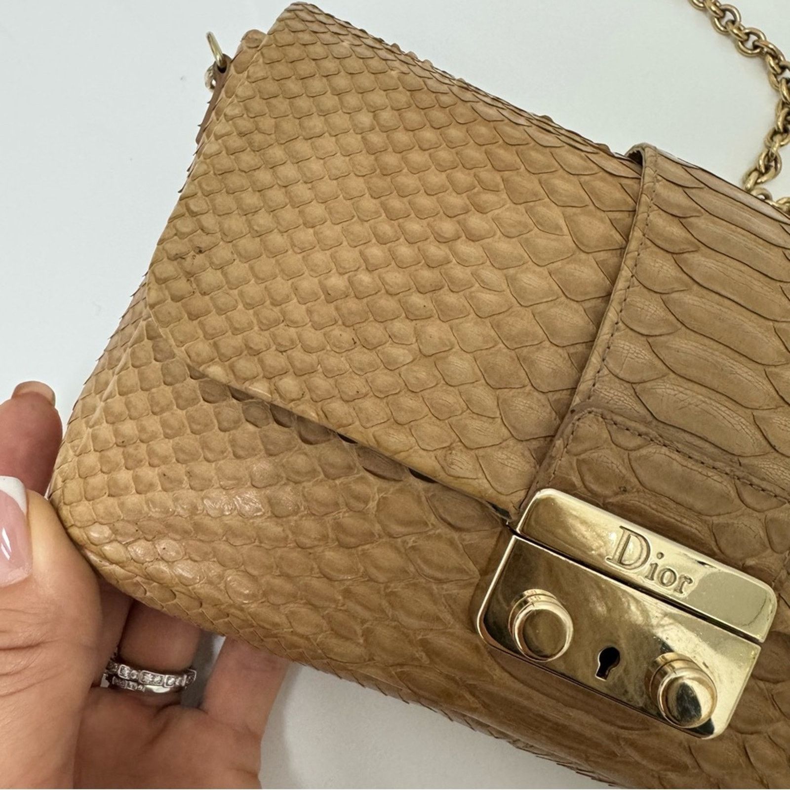 Dior Dior Nude Snakeskin New Lock Pouch Chain Clutch, Authentic Size ONE SIZE - 9 Thumbnail