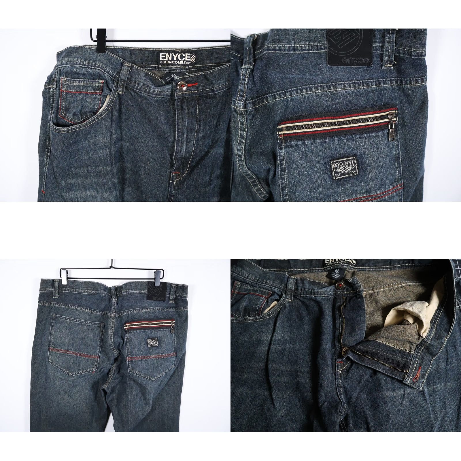 Enyce VINTAGE enyce Jeans Mens 42 x 32 Blue Denim Zip Pocket Baggy Fit VTG Y2K Jeans Mens 42 Blue Denim Zip Pocket Baggy Fit 90s Hip Hop Retro Mens Jeans Size US 42 / EU 58 - 9 Thumbnail