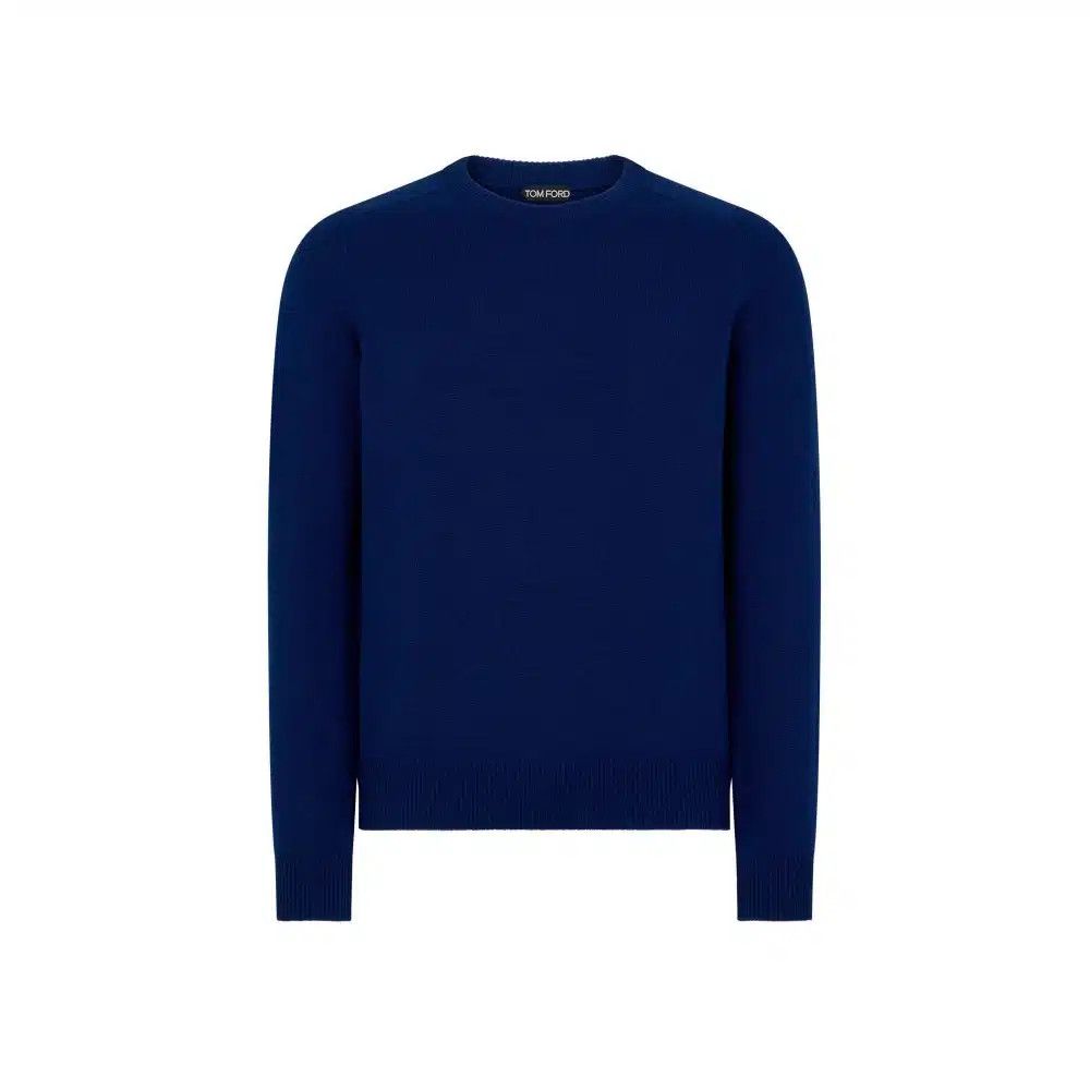 Tom Ford o1loc1c0325 KCL001 Cashmere Saddle Crewneck Sweater in Blue Size US M / EU 48-50 / 2 - 1 Thumbnail