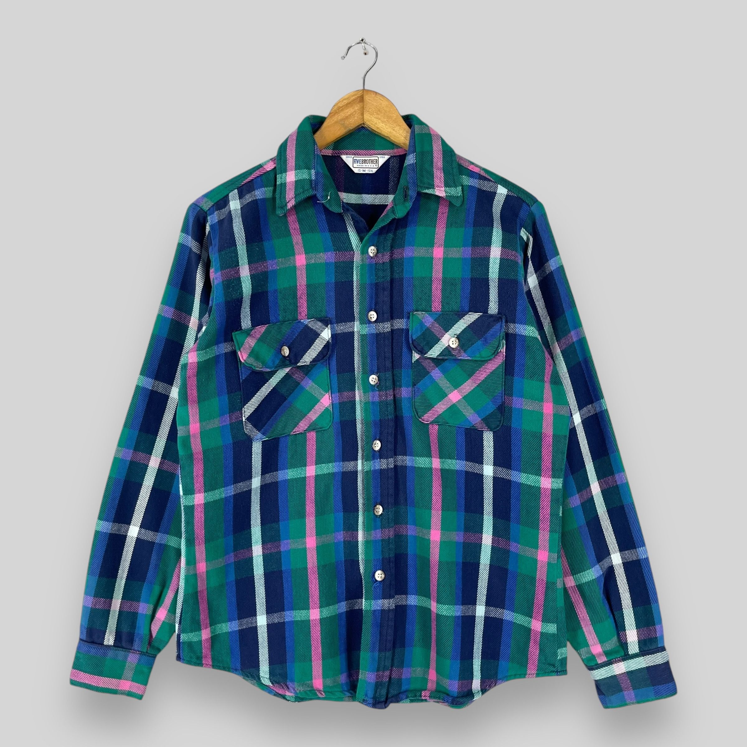 Flannel Vintage FIVE BROTHERS Checkered Double Pocket Flannel Size M / US 6-8 / IT 42-44 - 1 Thumbnail