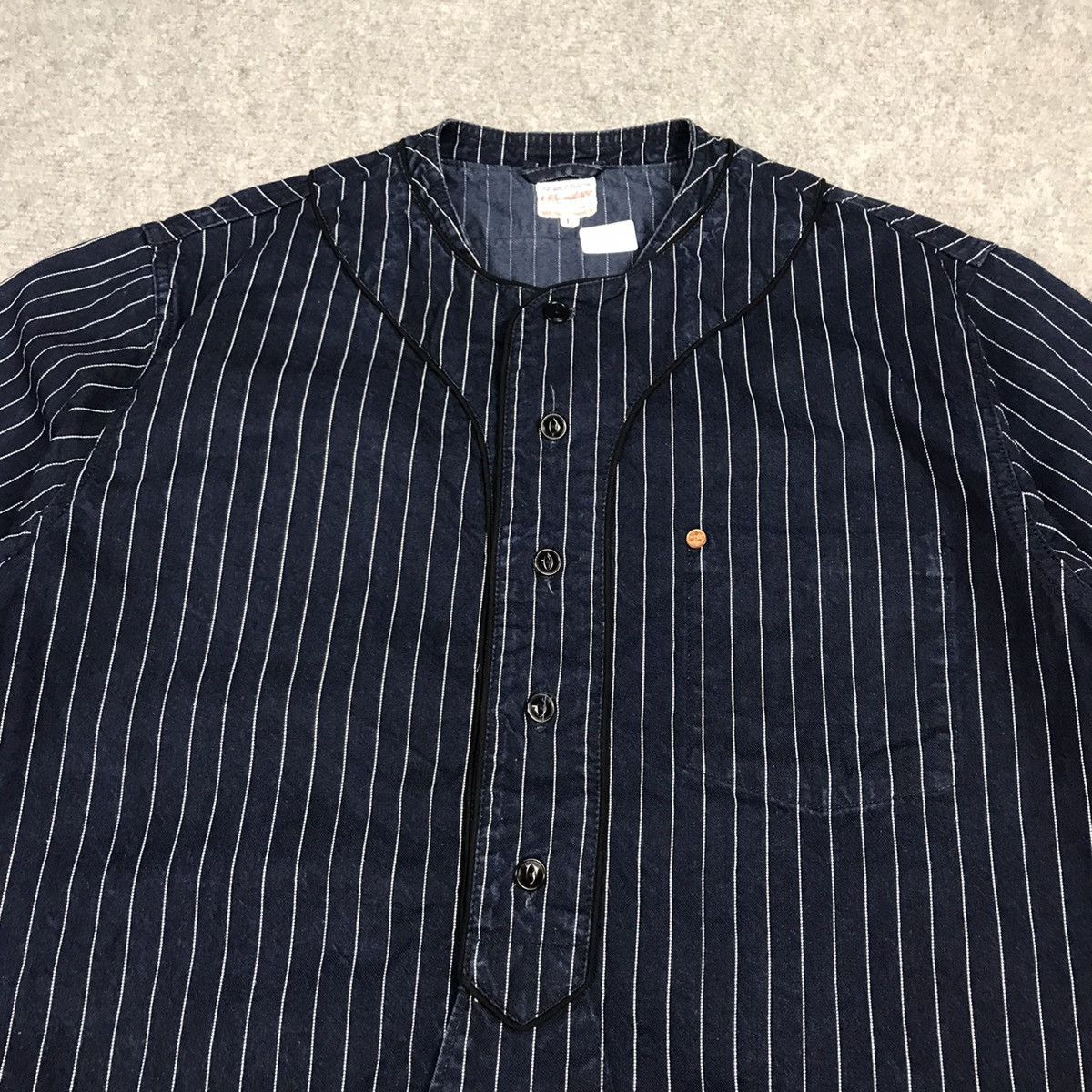 Indigo × Japanese Brand × Momotaro Jeans OG MOMOTARO DENIM INDIGO BASEBALL DESIGN BUTTON UP SHIRT Size US L / EU 52-54 / 3 - 2 Thumbnail