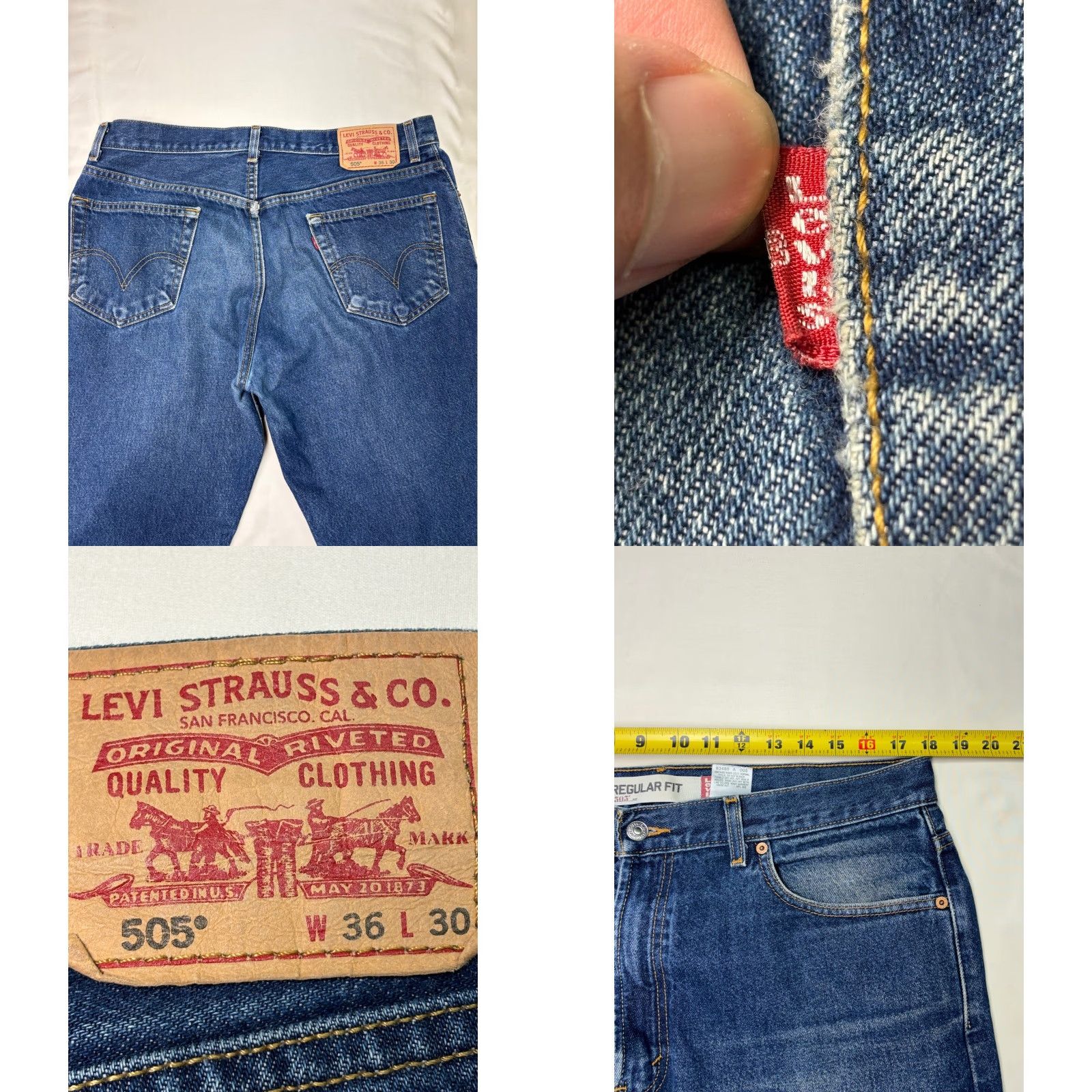 Levi's Levi's 505 Regular Jeans Men W36 L30 Denim Blue Five Pocket Zip Fly Straight Regular Fit Size US 36 / EU 52 - 8 Thumbnail