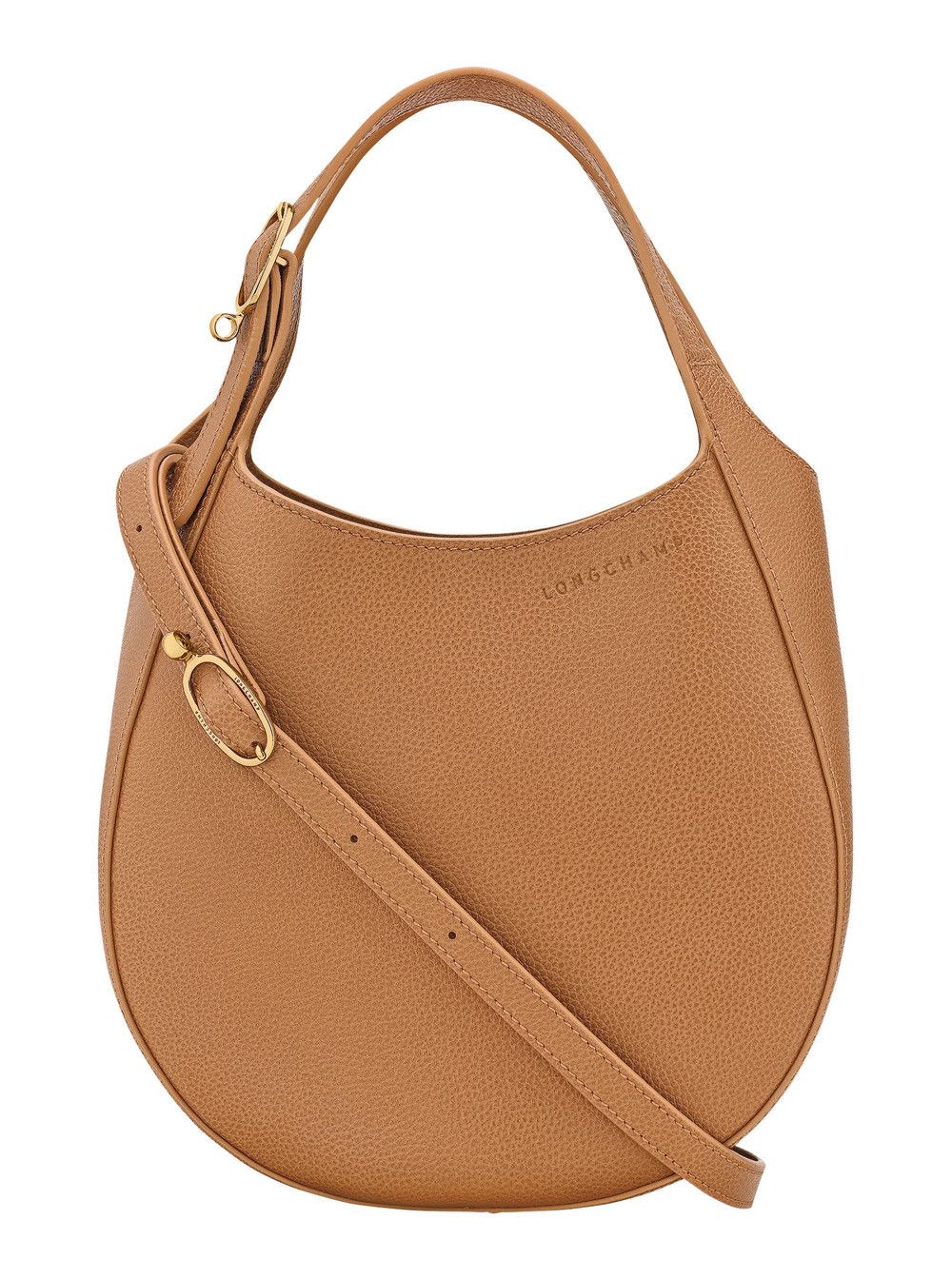 Longchamp 'Le Foulonné' Brown Shoulder Bag with Adjustable Strap and Logo Lettering on the Front in Grained Leather for Women Size ONE SIZE - 1 Thumbnail