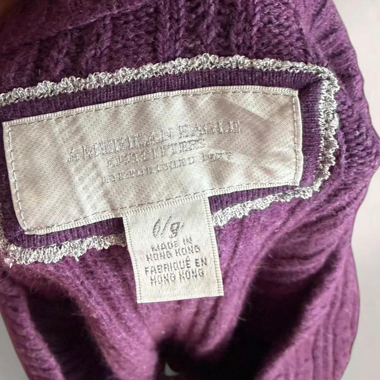 American Eagle Outfitters Y2K American Eagle purple cable knit sweater Size LG Size L / US 10 / IT 46 - 6 Thumbnail