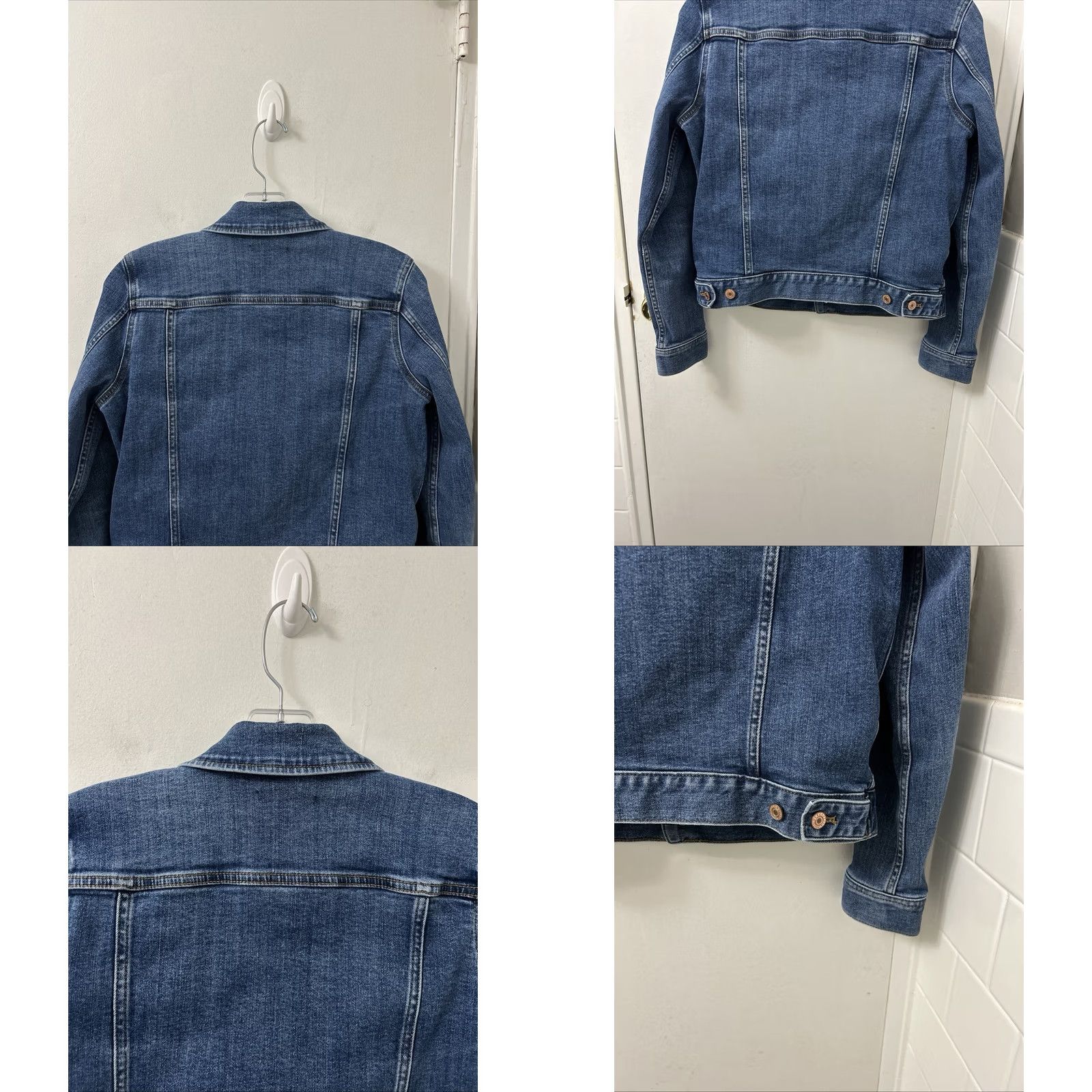 Denime J.Crew Mercantile Denim Trucker Jacket Womens S Small Wash Blue L/S Pockets Button Front Classic Fit Vintage No Size S / US 4 / IT 40 - 8 Thumbnail