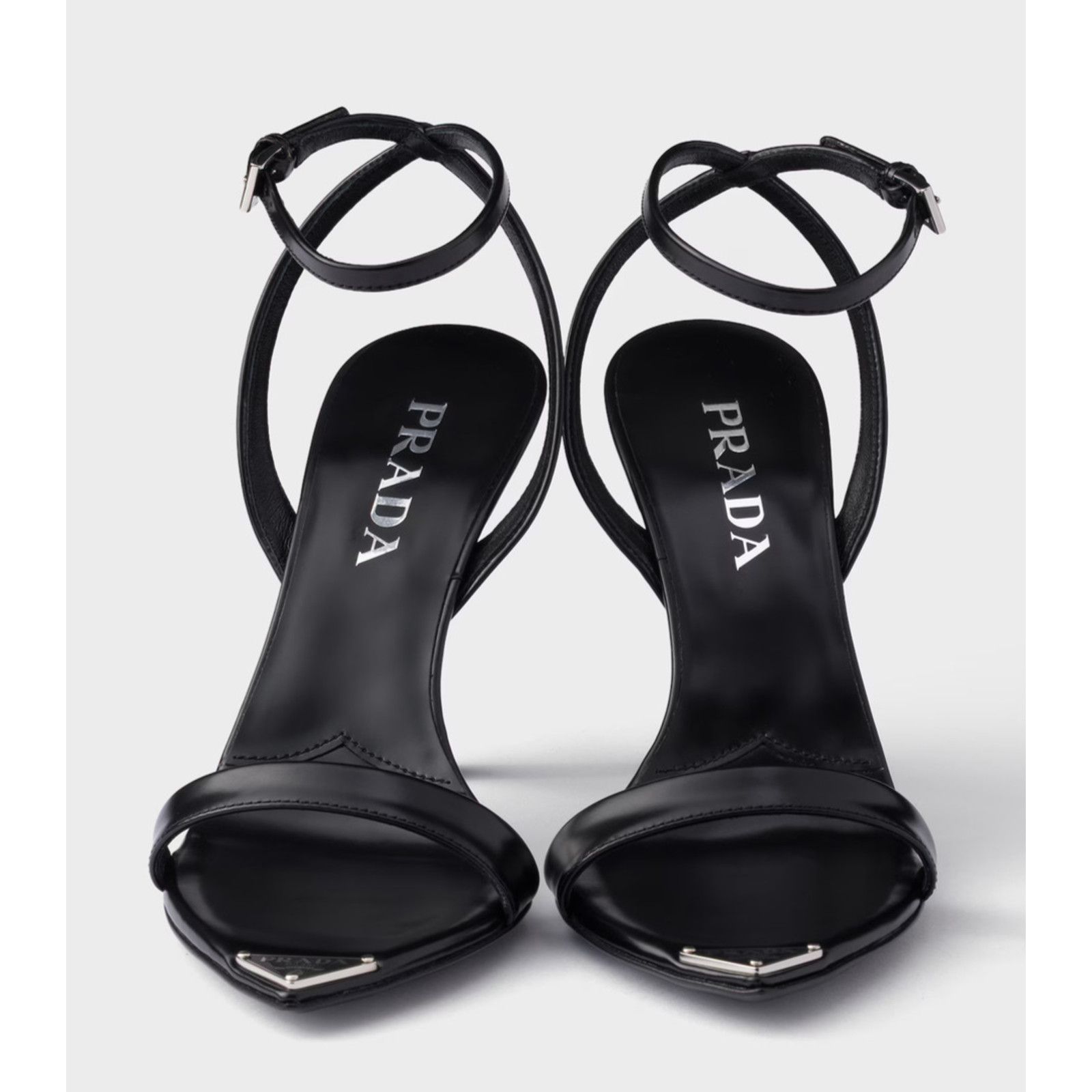 Prada Black Brushed Leather Pointed Toe Ankle Strap Sandal Pump 38 Size US 8 / IT 38 - 13 Thumbnail