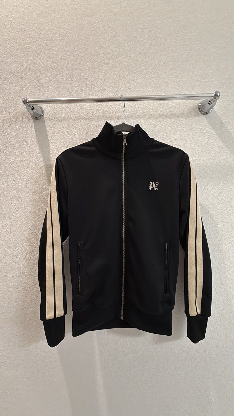 Palm Angels Monogram Track Jacket | Black/Off White | XS