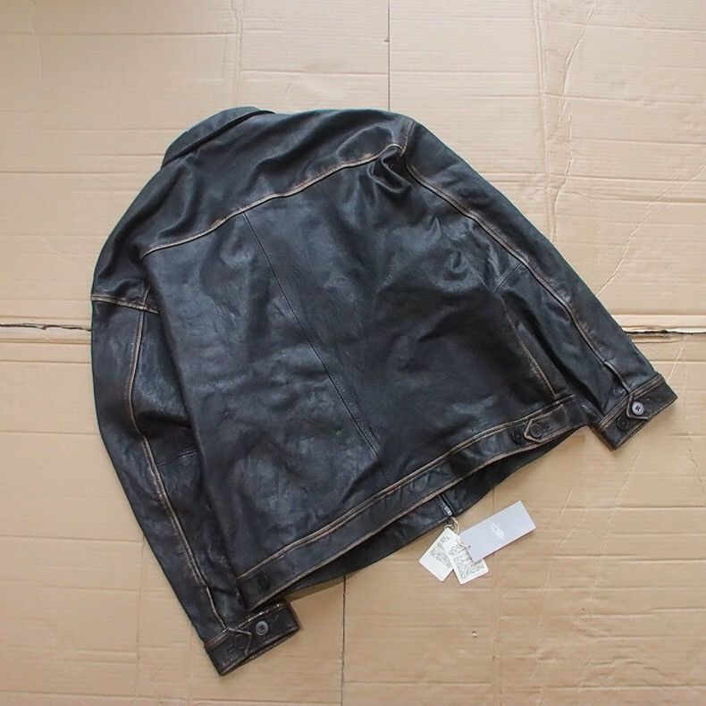 Beams Plus Beams Distressed leather zip jacket Size US L / EU 52-54 / 3 - 3 Thumbnail