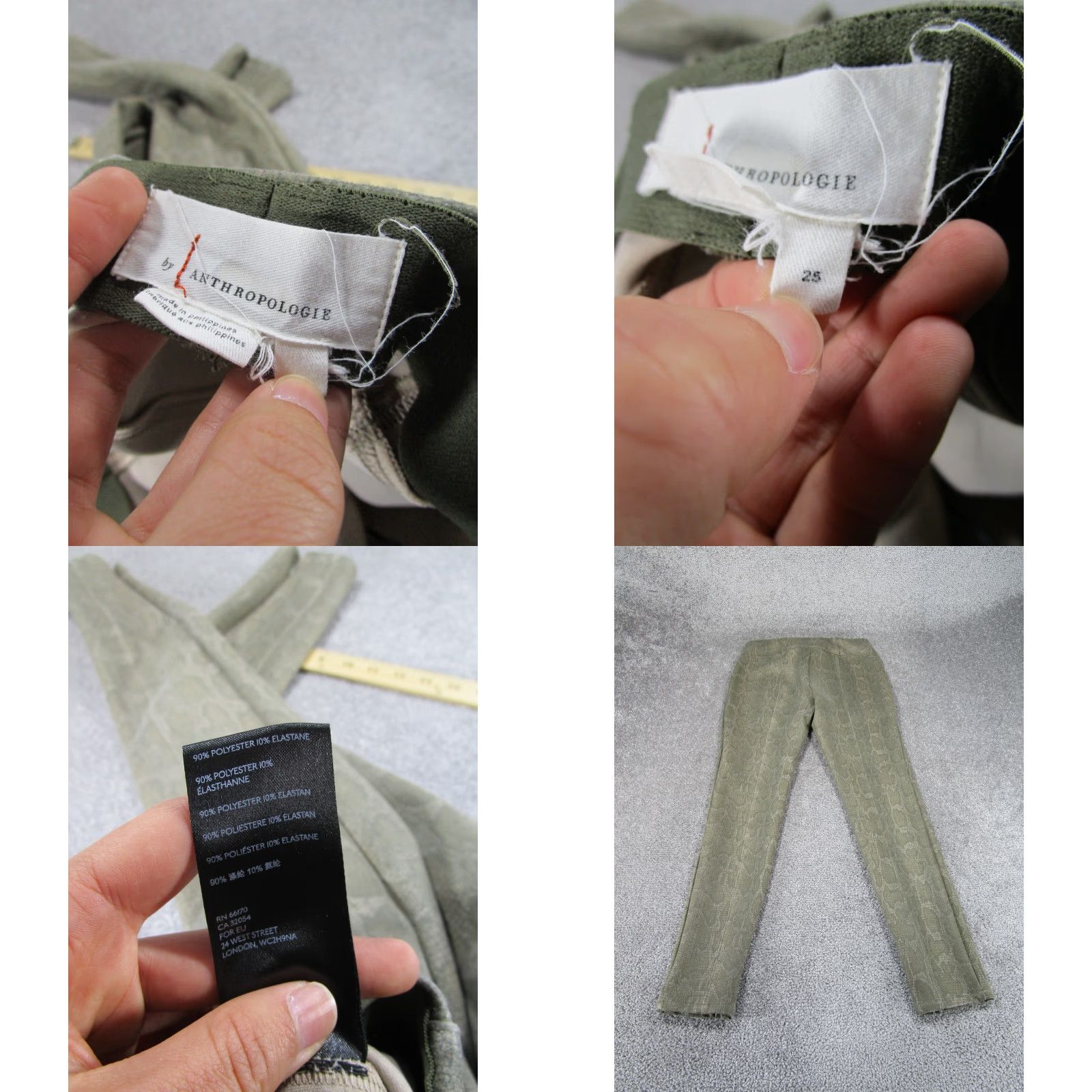 Anthropologie Anthropologie Leggings Pants Womens 25 Green Khaki Snakeskin Ankle Zip Skinny 25 Green Mens Womens Girls? Size 42" / US 20 - 8 Thumbnail