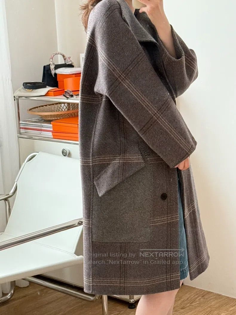 Hermes Hermes Women's 100% Cashmere Plaid Overcoat Size XXS / US 00 / IT 34 - 2 Thumbnail