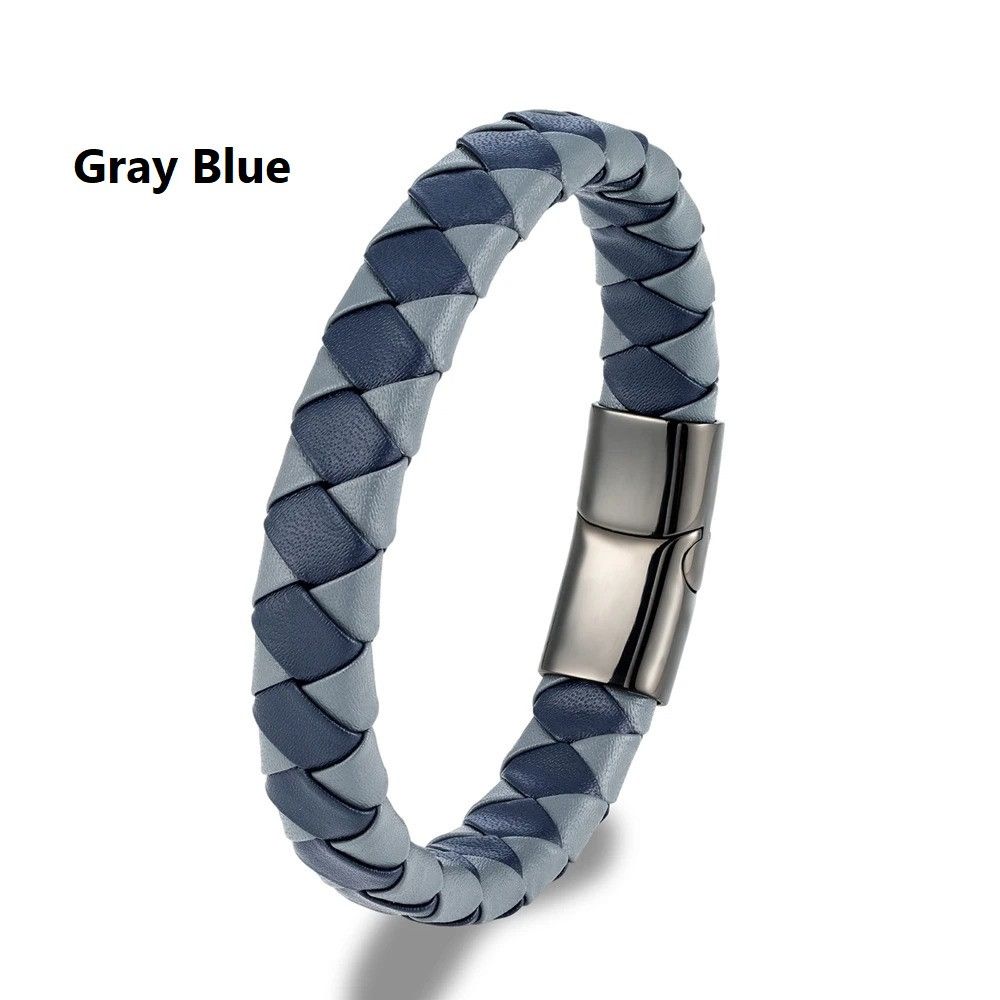 Other Braided Leather Bracelet Magnetic Buckle Cuff Gift For Him Size ONE SIZE - 13 Thumbnail