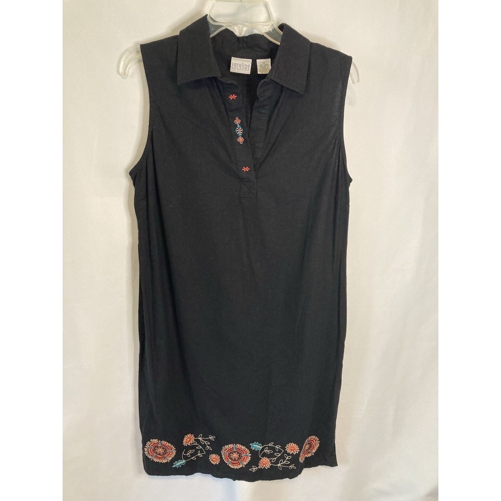 Other Vintage Linen Tunic Black Embroidered Dress Size 12 Boho Size XL / US 12-14 / IT 48-50 - 1 Thumbnail