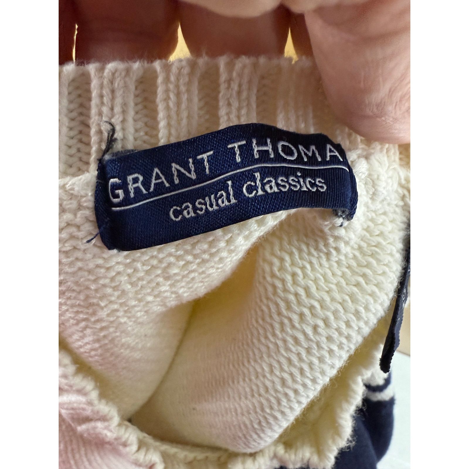 Grant Thomas Grant Thomas Sweater Men M Blue Cream Crew Neck Pullover Size US M / EU 48-50 / 2 - 3 Thumbnail