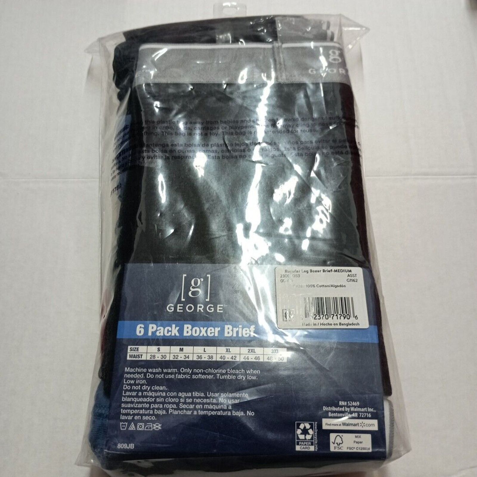 George George Men's Cotton Stretch Boxer Briefs 6-Pack Size M 32-34 Size 32 - 4 Thumbnail