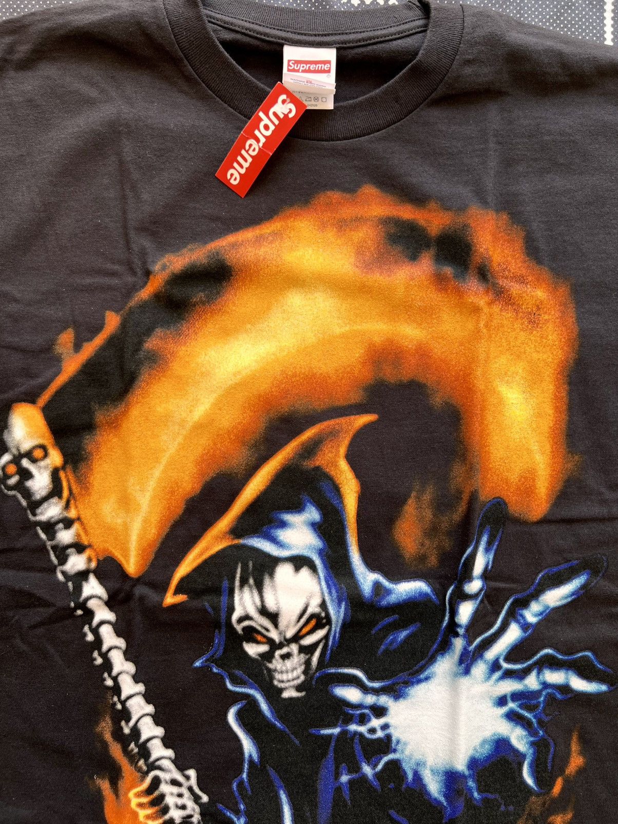 Supreme M Supreme Grim Reaper Tee Black t-shirt skeleton flames pray Size US M / EU 48-50 / 2 - 18 Thumbnail