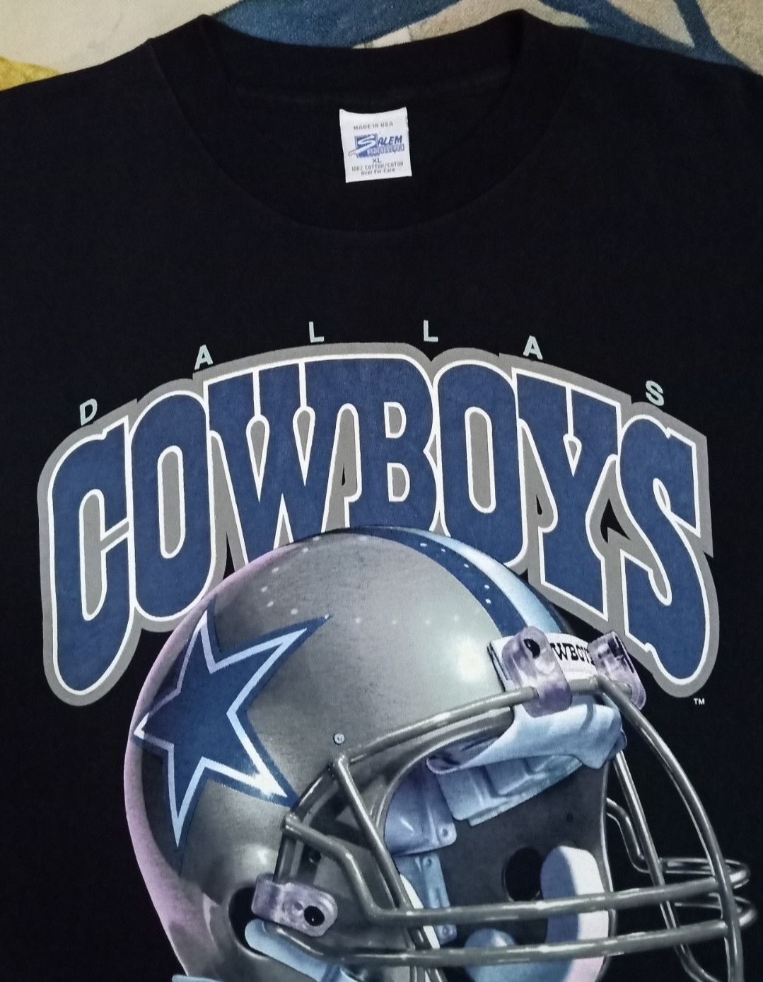 NFL × Salem Sportswear × Vintage Vintage 90s NFL Dallas Cowboys Riddell Helmet T-shirt Size US XL / EU 56 / 4 - 12 Thumbnail