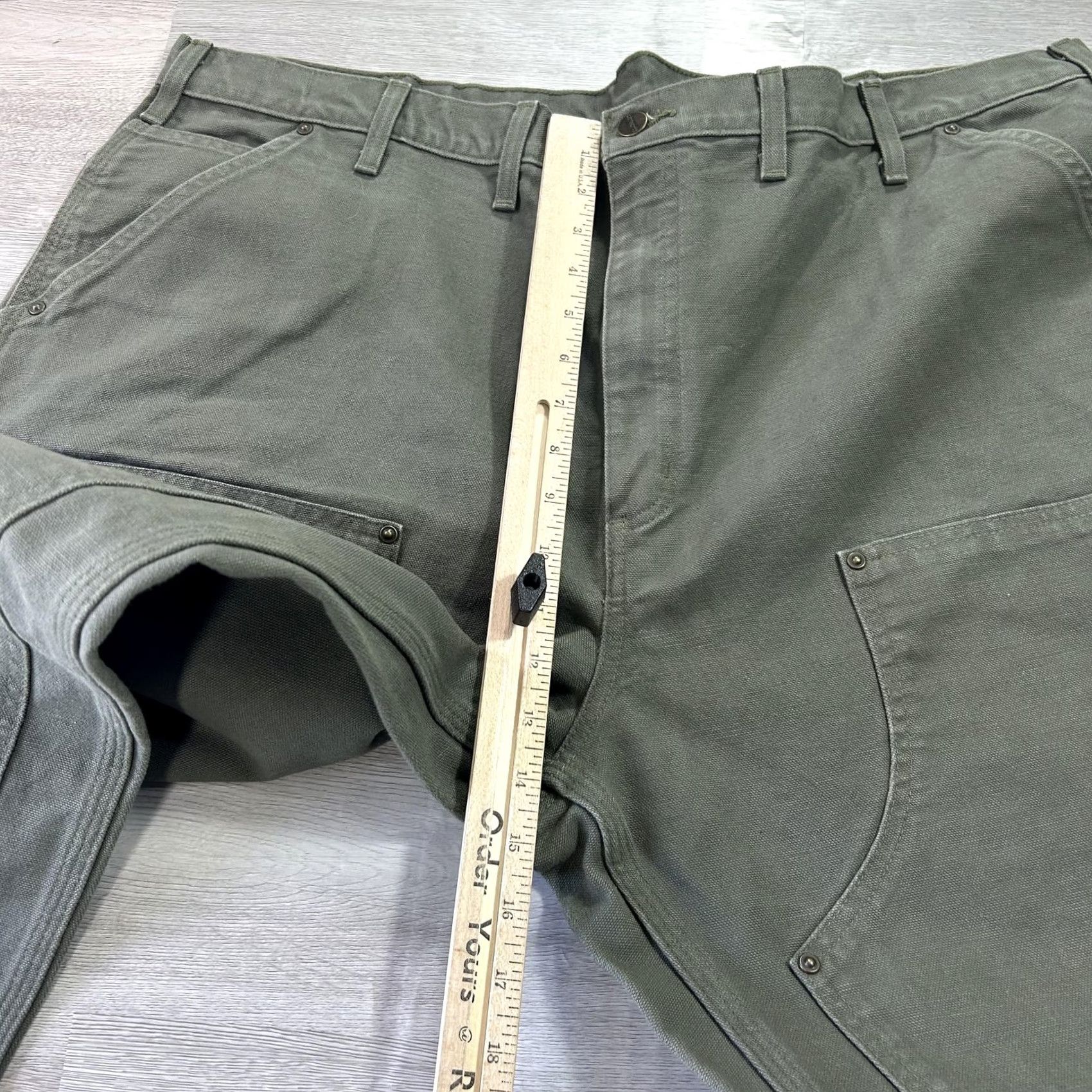 Carhartt VINTAGE Carhartt Original Dungaree Fit Carpenter Pants Mens 44x32 Green Canvas Straight Leg Casual Workwear MOS B136 Size US 44 / EU 60 - 7 Thumbnail