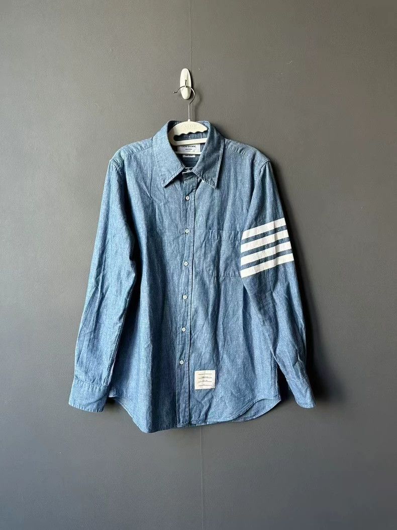 Thom Browne Thom Browne Denim Blue Shirt-dmc Size US M / EU 48-50 / 2 - 1 Thumbnail