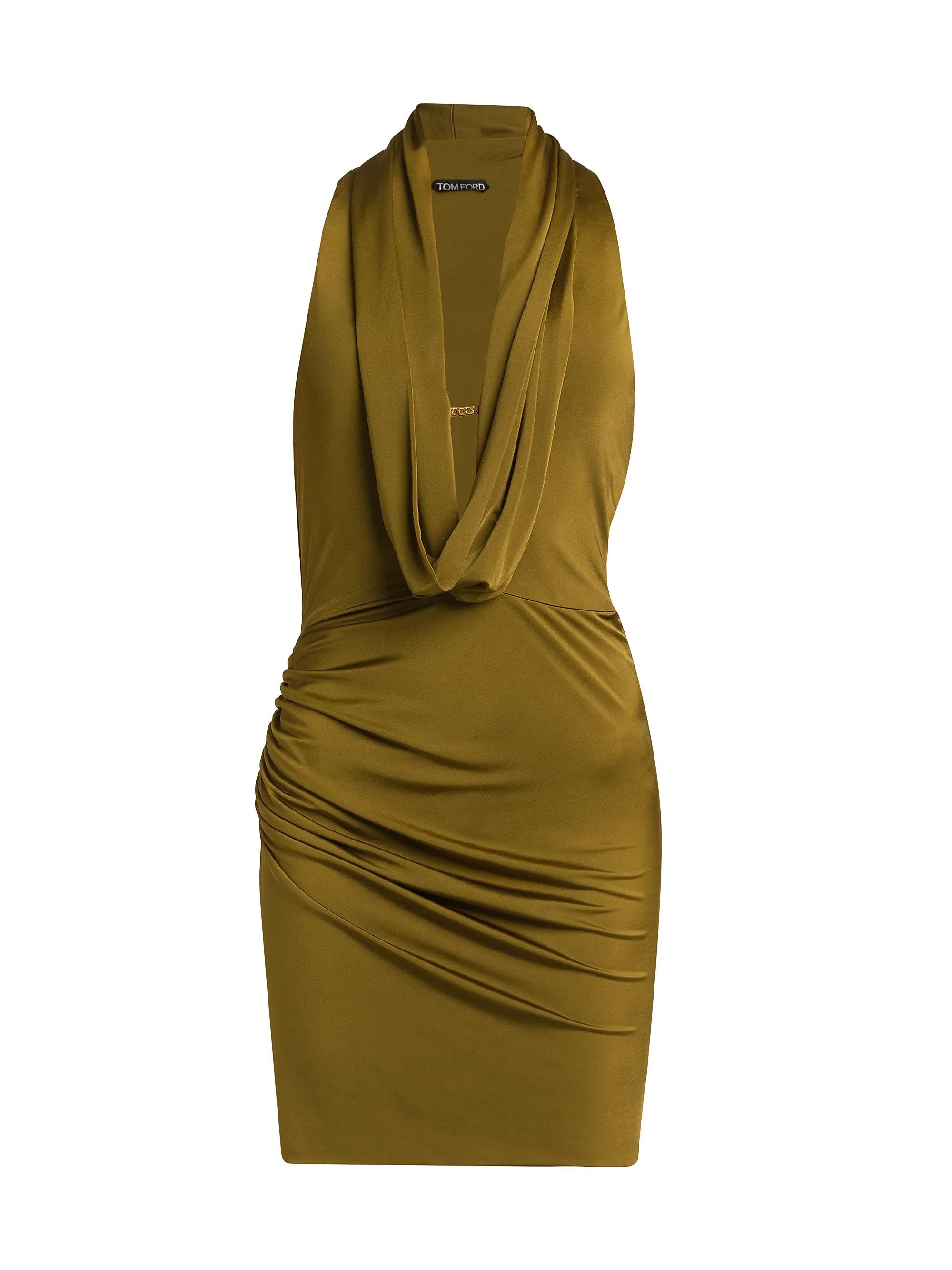 Tom Ford o1y0126 Mini Dress in Olive Green Size S / US 4 / IT 40 - 1 Thumbnail