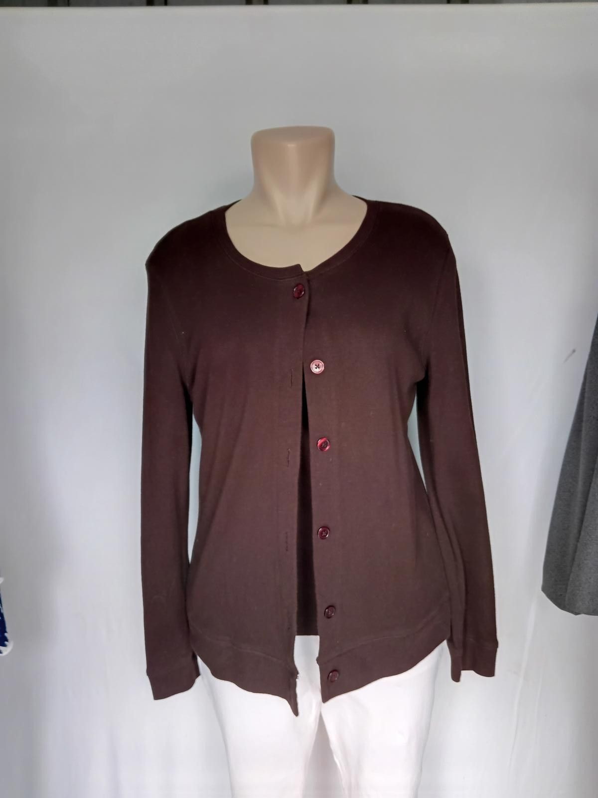 Designer Cozy Brown Cardigan Sweater Set Karen Scott Size S / US 4 / IT 40 - 1 Thumbnail