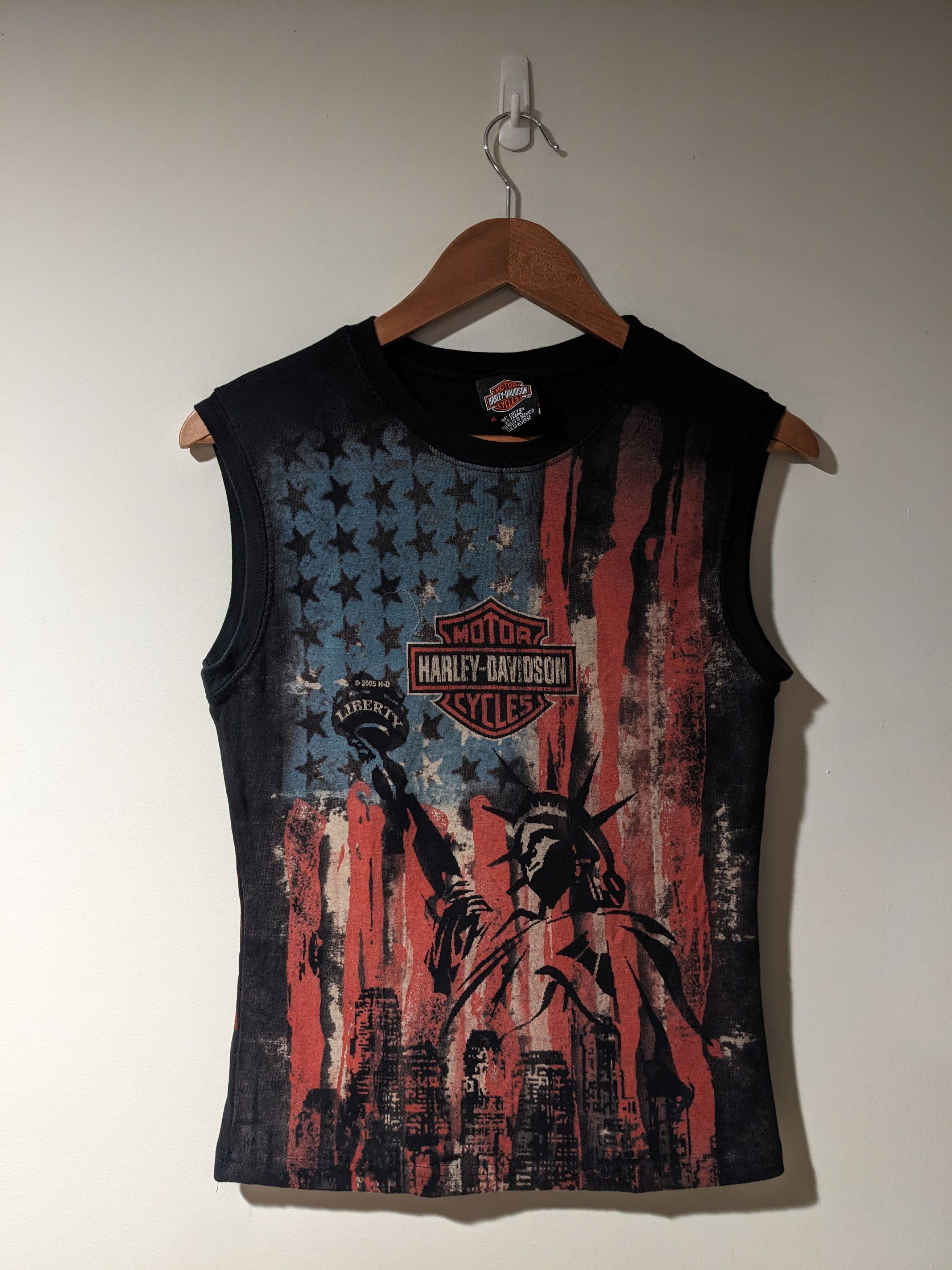 Harley Davidson × Vintage Vintage 2005 Harley Davidson Statue of Liberty Sleeveless Size XL / US 12-14 / IT 48-50 - 1 Thumbnail