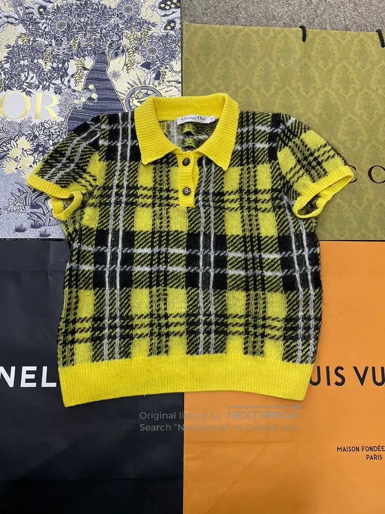 Dior Dior Mahai wool plaid knitted short sleeves Size XS / US 0-2 / IT 36-38 - 1 Thumbnail