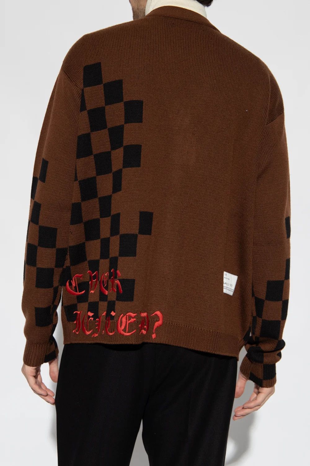 Amiri o1w1db10125 Unisex V-Neck Knitted Cardigan in Brown & Black Size US M / EU 48-50 / 2 - 3 Thumbnail