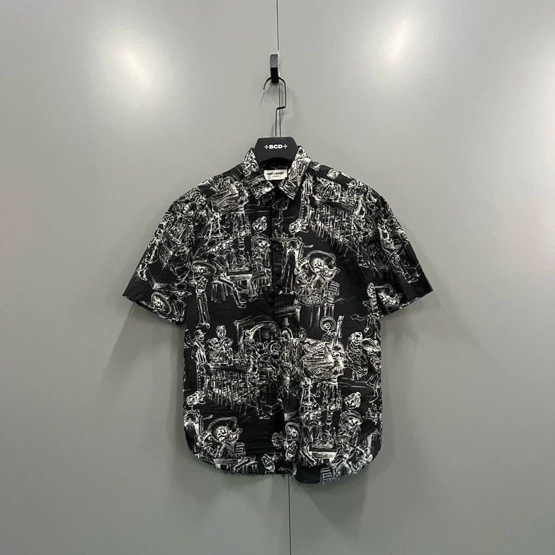 Saint Laurent Paris Saint Laurent Skull Print Short Sleeve Shirt-2505 Size US M / EU 48-50 / 2 - 1 Thumbnail