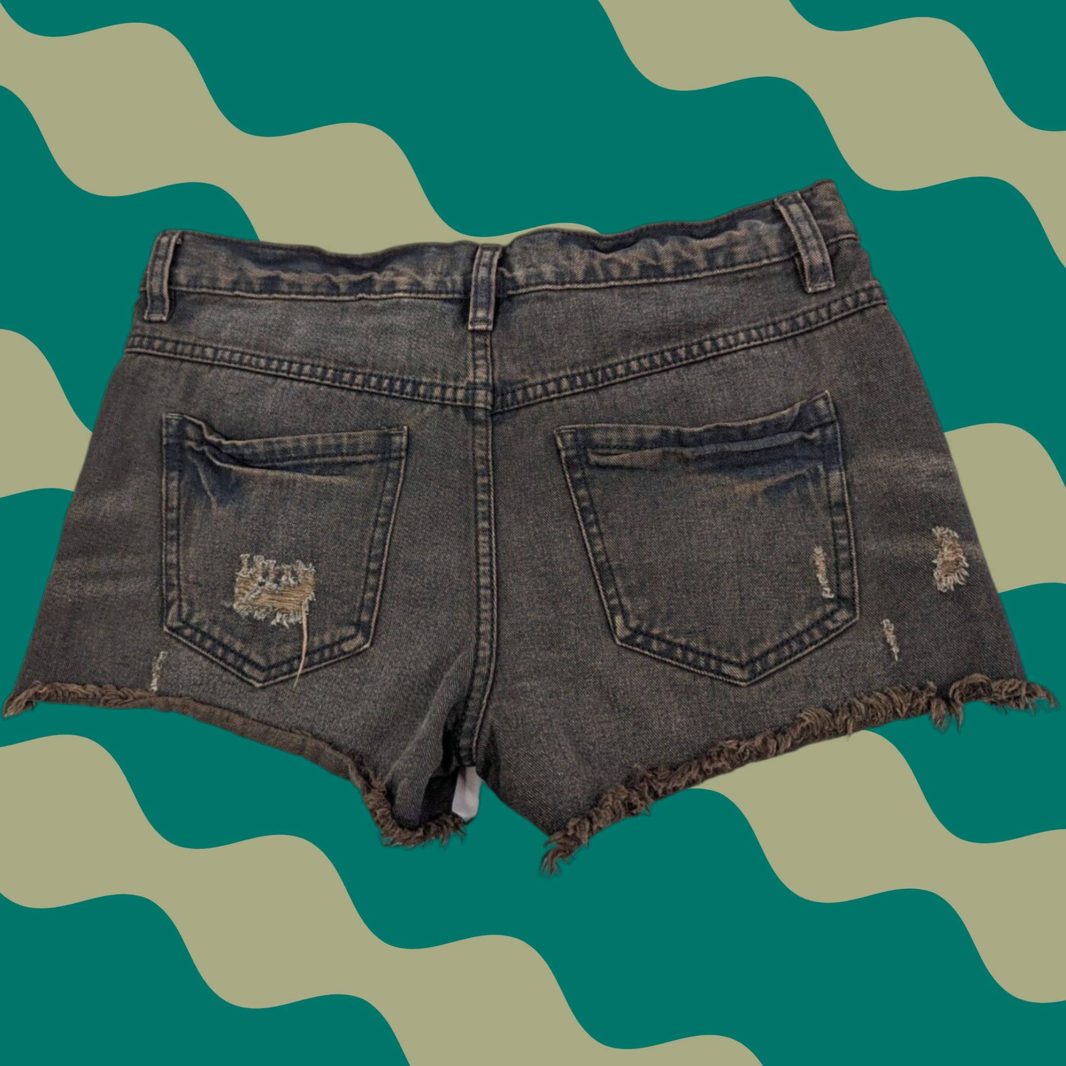 Free People Free People Runway Black Button Fly Distressed Cut Off Jean Shorts Size 26 Womens Regular Denim Short Color Black Button Front 26 Size 26" / US 2 / IT 38 - 1 Thumbnail