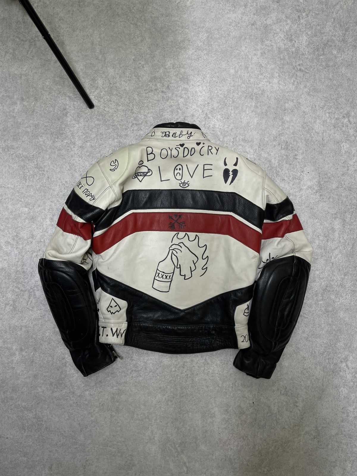 NASCAR Y2K Japan Custom Lil Peep Leather Moto Jacket Size US M / EU 48-50 / 2 - 9 Thumbnail