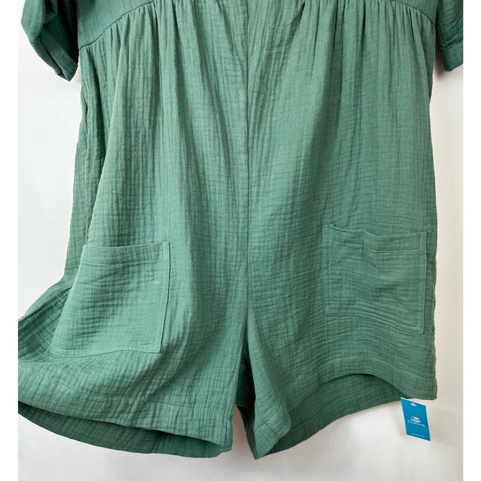 Other Cupshe Romper V Neck Wide Leg Pockets Beach Green L Size 32" / US 10 / IT 46 - 12 Thumbnail