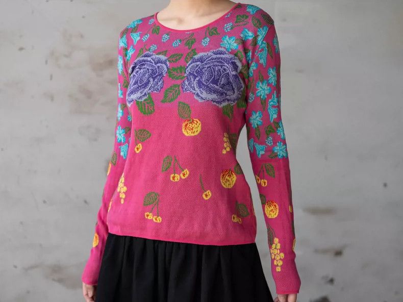 Kenzo KENZO Light pink floral knit sweater Size M / US 6-8 / IT 42-44 - 5 Thumbnail