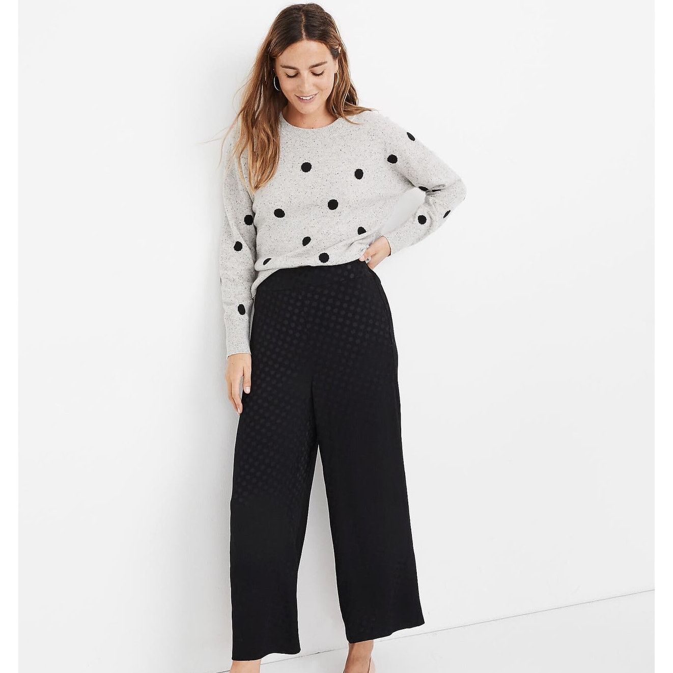 Madewell Madewell Dot Drapey Jacquard Huston Pull-On Crop Pants XS Size 26" / US 2 / IT 38 - 1 Thumbnail