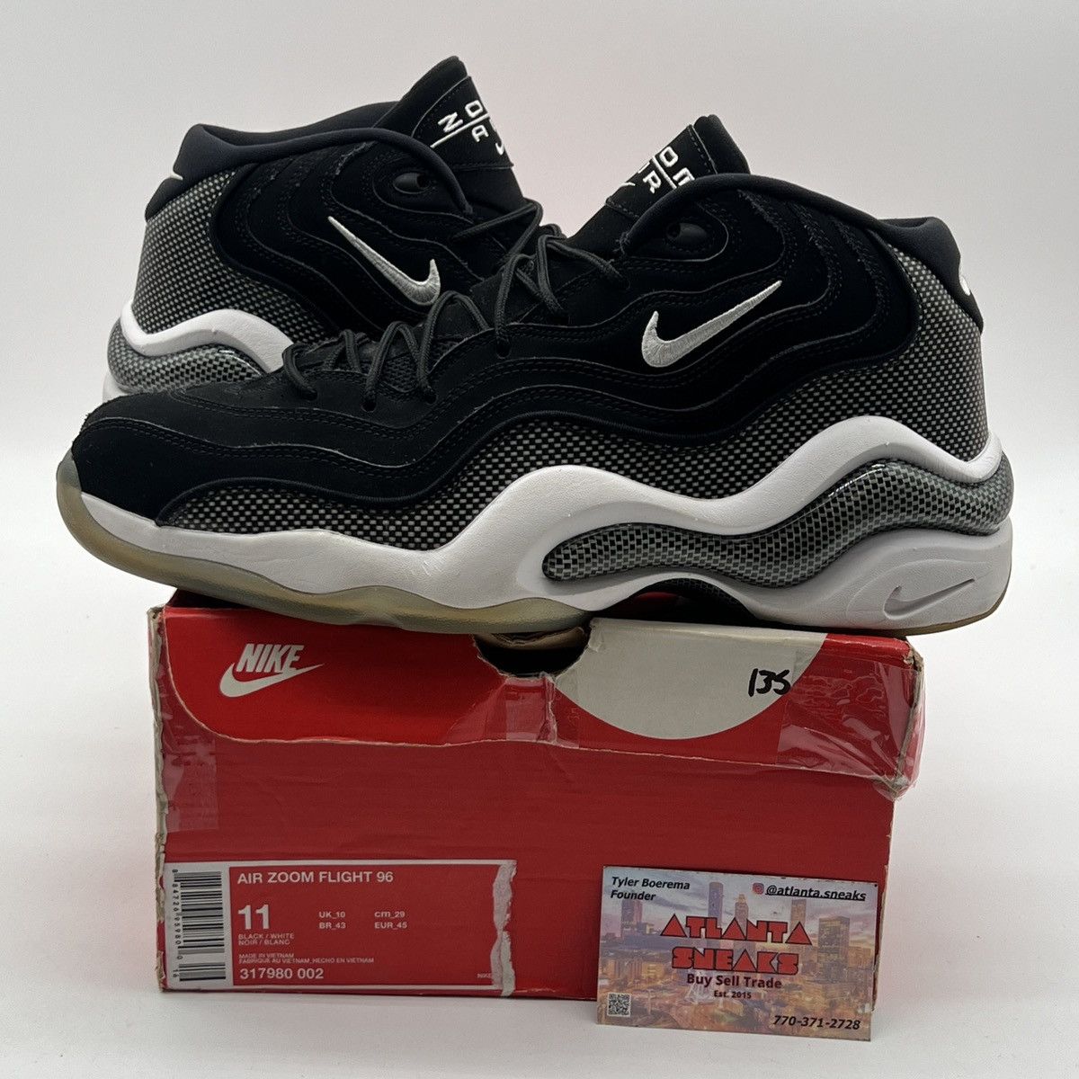 Nike Air Zoom flight 96 black white Size US 11 / EU 44 - 1 Thumbnail