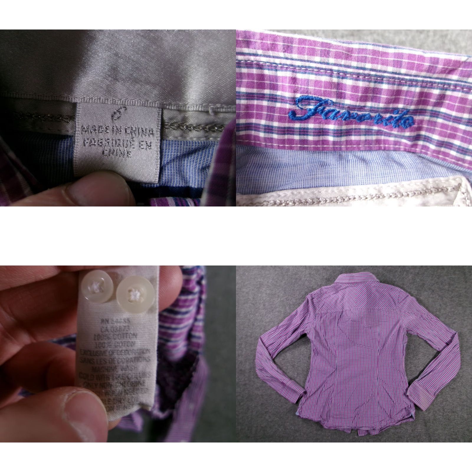 Vintage VINTAGE American Eagle Shirt Womens S Purple Plaid Button Up Long Sleeve Pocket Fitted Embroidered Logo Chest Pocket Button Front Collared 100% Cotton Size S / US 4 / IT 40 - 8 Thumbnail