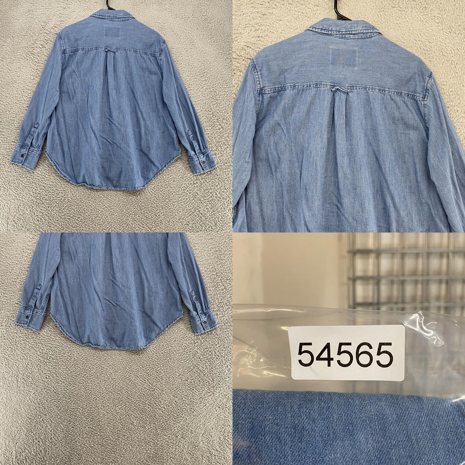 Vintage Lola River Chambray Shirt Womens Large Blue Cotton Button Up Long Sleeve Top Size L / US 10 / IT 46 - 8 Thumbnail