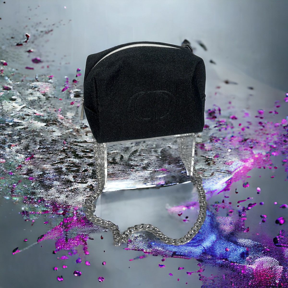image of Black/silver Dior Beaute Pouch On Chain, Women's