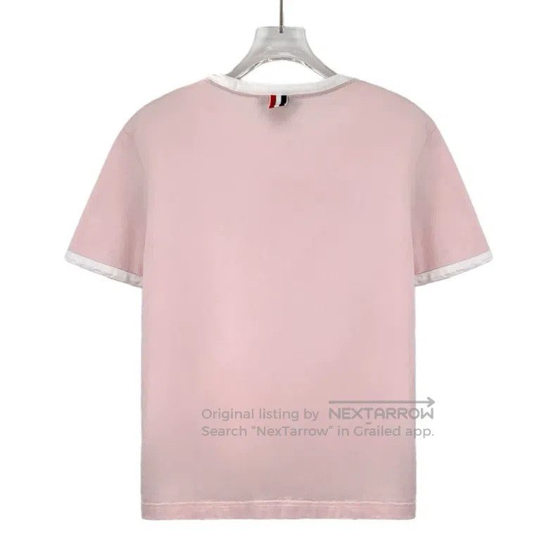 Thom Browne Thom Browne Pink cotton round-neck short-sleeved shirt wit Size S / US 4 / IT 40 - 2 Thumbnail