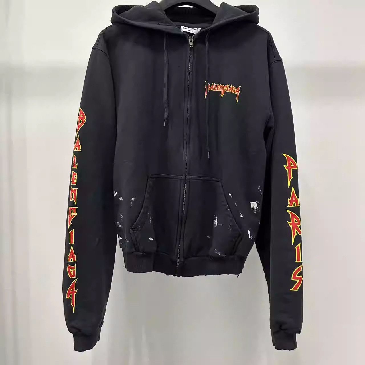Balenciaga Balenciaga Paint Splatter Metal Zip Up Grailed