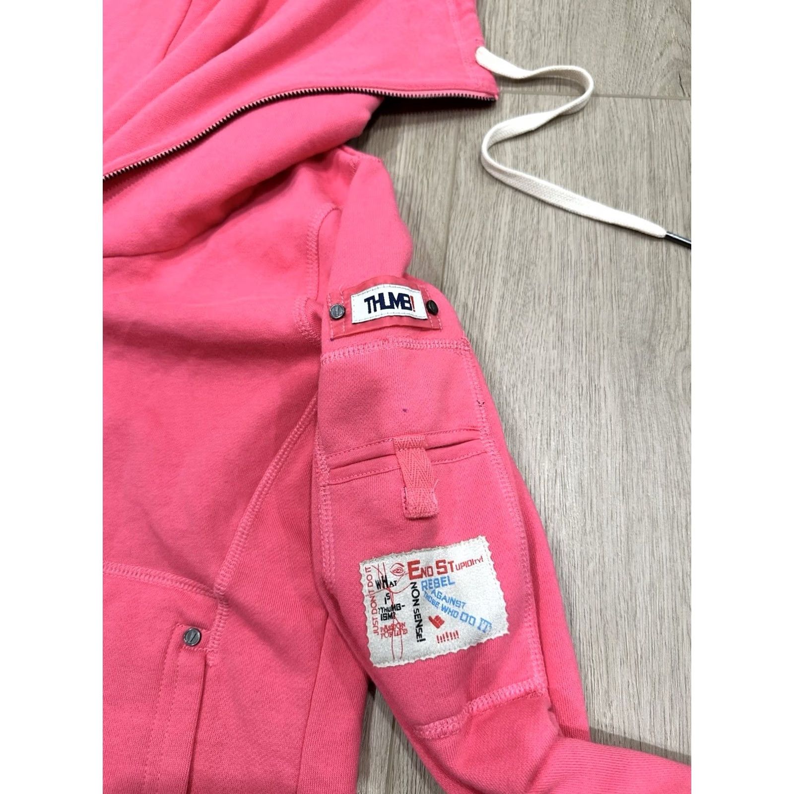 Vintage NWT Thumb United Pink Zip Up High Neck Funnel Hoodie Women’s Medium Size M / US 6-8 / IT 42-44 - 7 Thumbnail