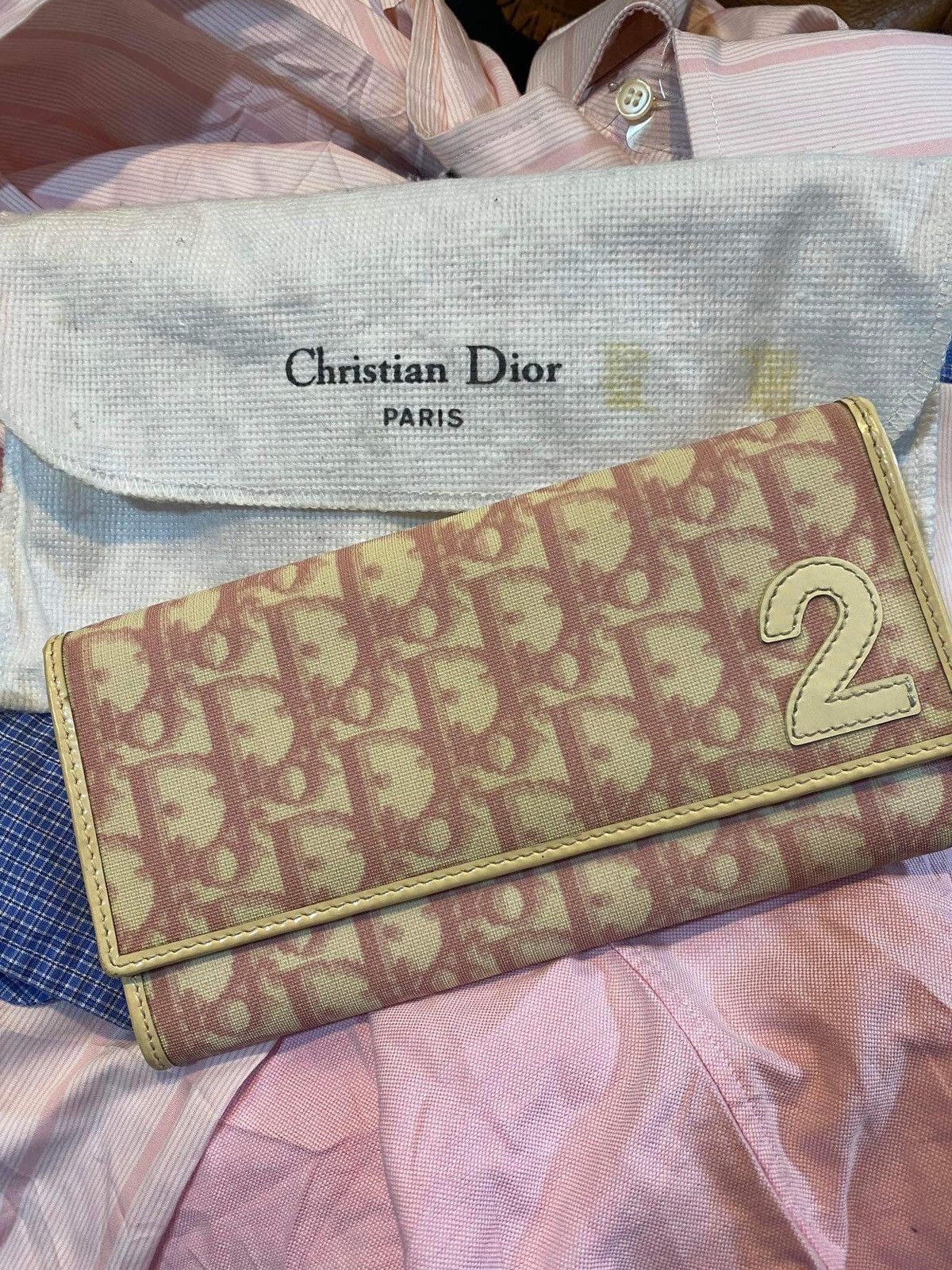 image of Vintage Dior Monogram Wallet Purse in Pink, Women's
