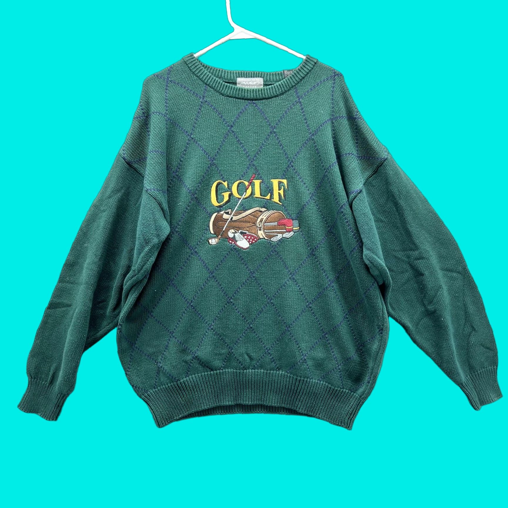 Lord & Taylor VINTAGE Lord & Taylor Golf Sweater Mens L Green Argyle Crewneck Pullover Graphic VTG Size US L / EU 52-54 / 3 - 1 Thumbnail