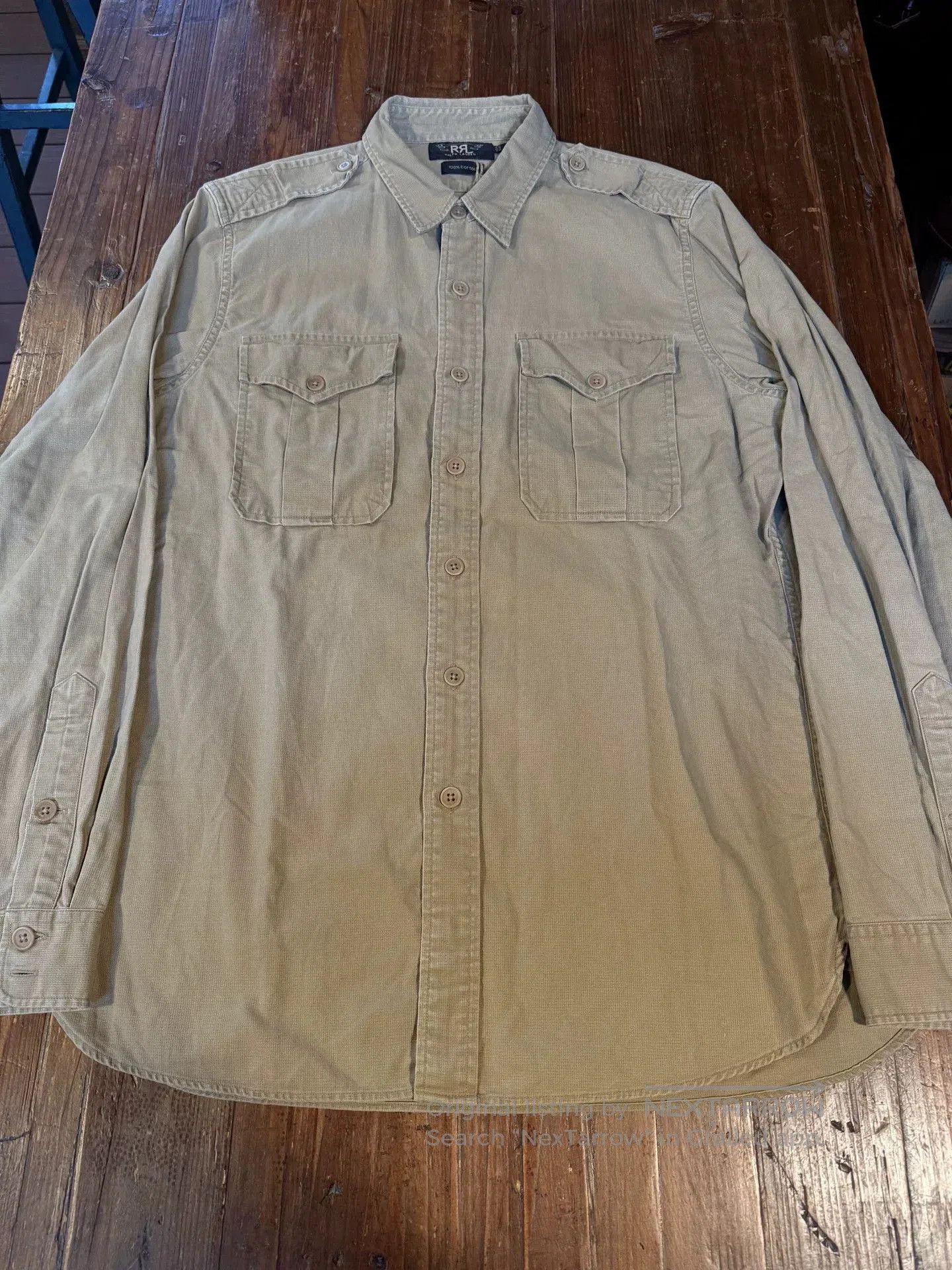 RRL Ralph Lauren RRL Khaki Military Workwear Shirt. Size US L / EU 52-54 / 3 - 1 Thumbnail