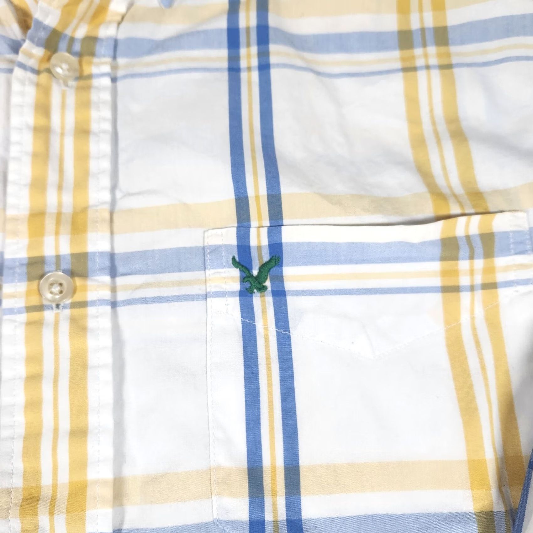 American Eagle Outfitters American Eagle Shirt Men Large White Yellow Blue Striped Button Up Long Sleeve Size US L / EU 52-54 / 3 - 3 Thumbnail
