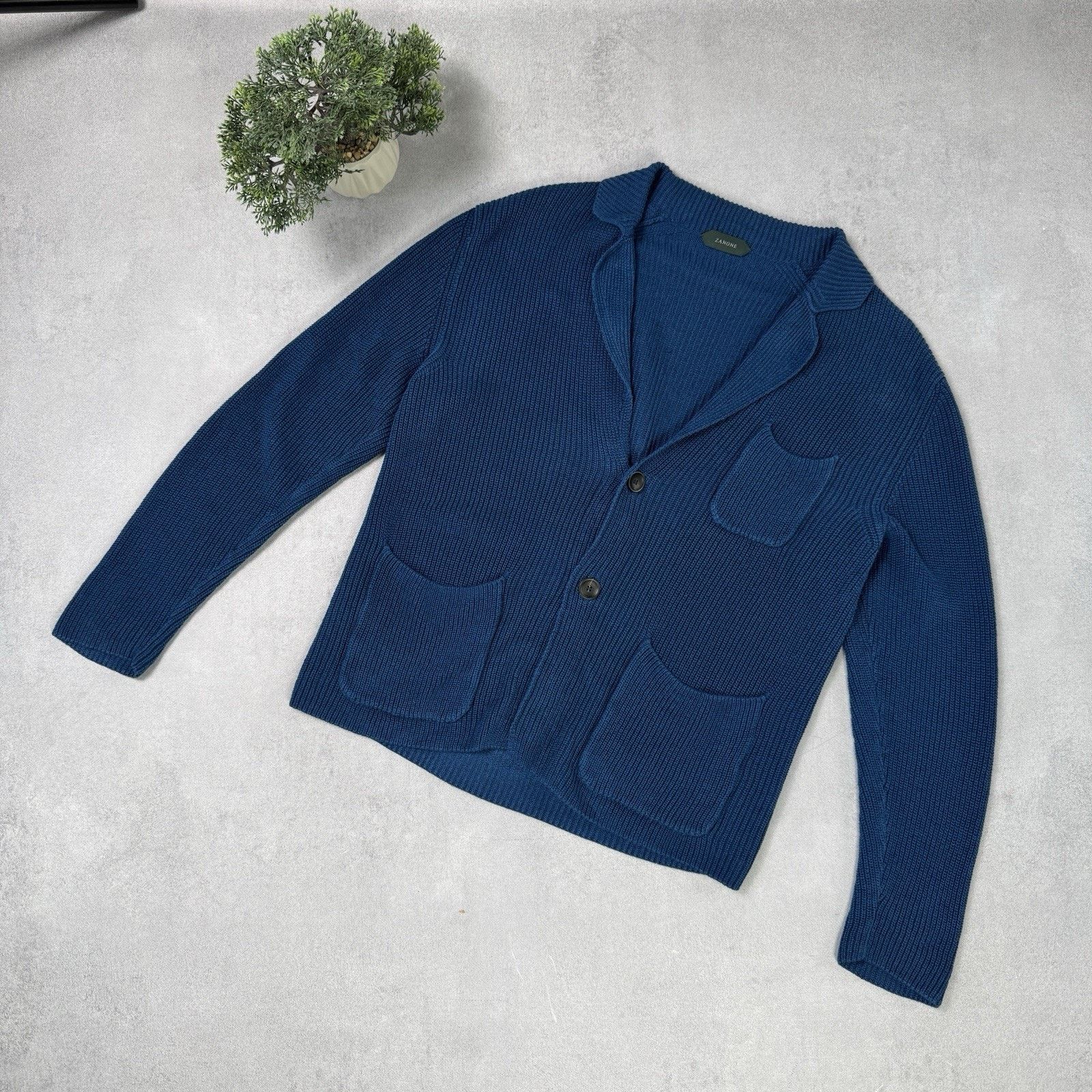 Zanone Zanone Men Cardigan Made In Italy Linen/Cotton Blue Size 48 Size US M / EU 48-50 / 2 - 1 Thumbnail