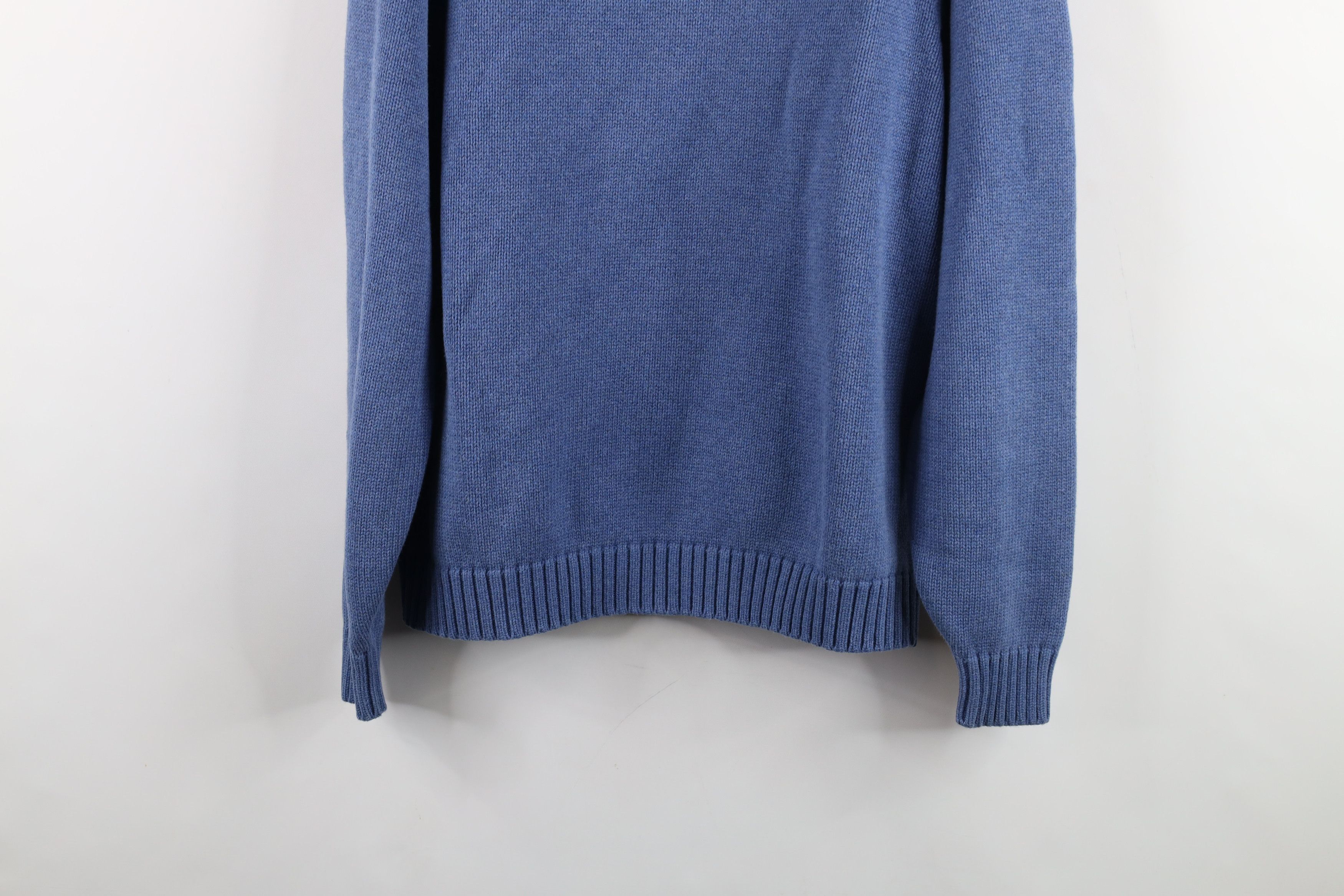 Lands' End × Vintage Vintage 90s Lands End Blank Cotton Knit Sweater Blue Japan Size L / US 10 / IT 46 - 10 Thumbnail