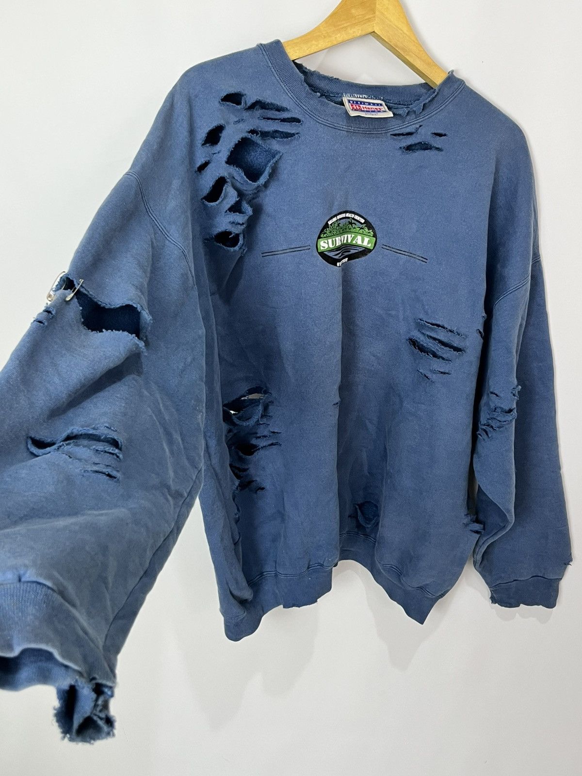 Hanes Crazy distressed Vintage Sweatshirt hanes Size US XL / EU 56 / 4 - 2 Thumbnail