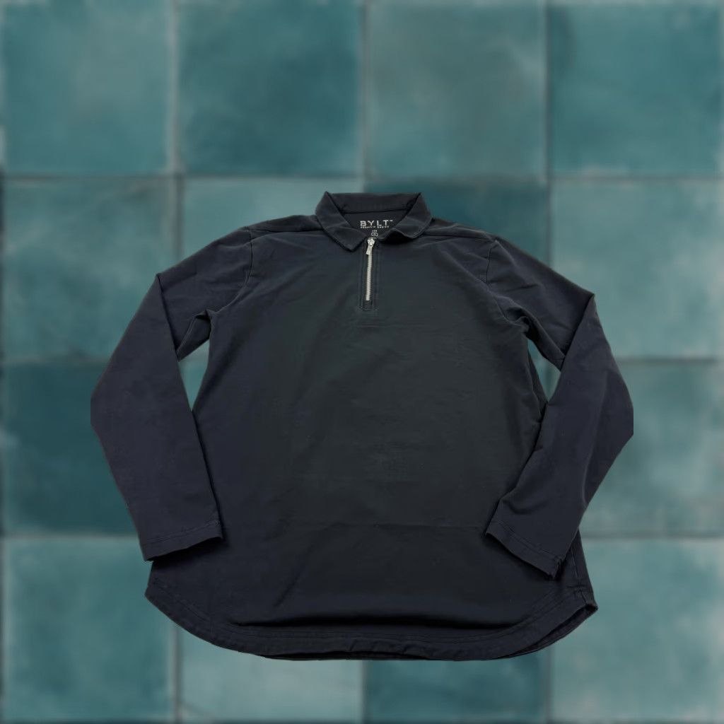 Vintage BYLT LUX Polo Shirt Mens M Black Long Sleeve 1/4 Zip Stretch Casual Top Size US M / EU 48-50 / 2 - 1 Thumbnail
