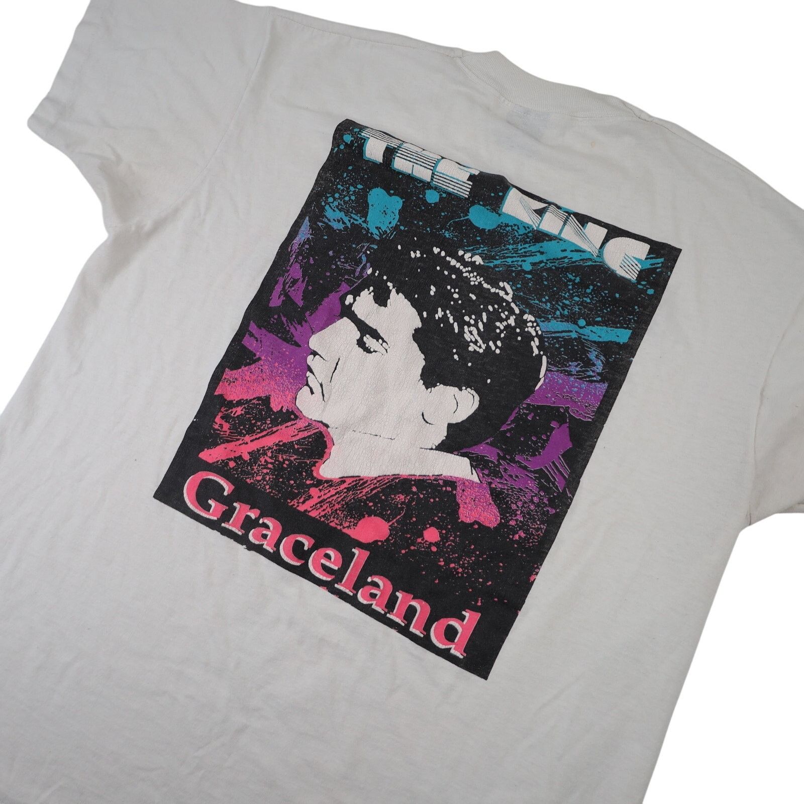 Band Tees × Vintage VTG 90s Elvis Presley The King Graceland Art Graphic T Shirt Size US XL / EU 56 / 4 - 11 Thumbnail